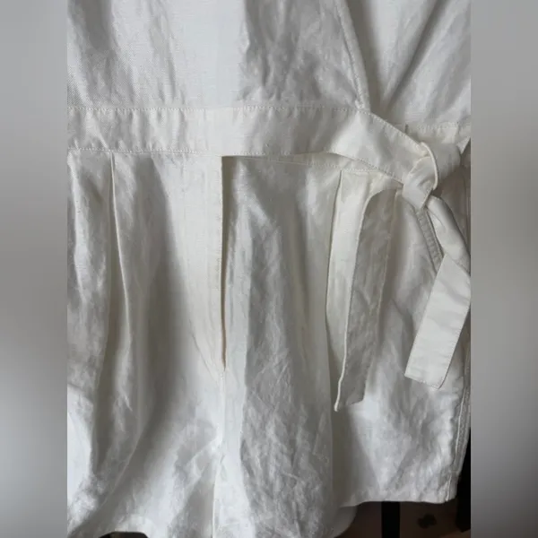 & other stories linen romper wrap tie front short sleeve playsuit pockets - Image 8