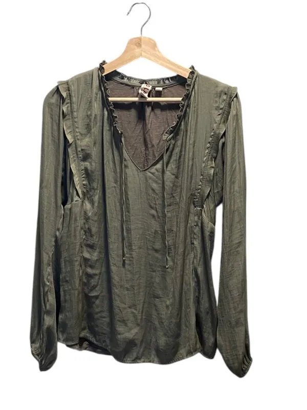 Dolan Anthropologie Prairie Blouse Olive Green Size M Boho Cottagecore Spring - Image 2