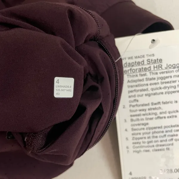 Lululemon NWT Adapted State Perforated High Rise Joggers Goodnight Plum Size 4 - Image 11