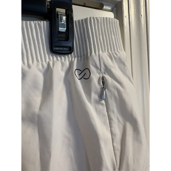Calia Running Shorts Women Large White Smocked Waist‎ Zipper Pocket Activewear - Image 2