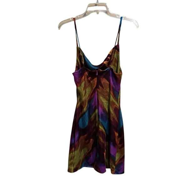 Urban Outfitters‎ Velvet Slip Dress Size Small Multicolor Abstract Print - Image 2