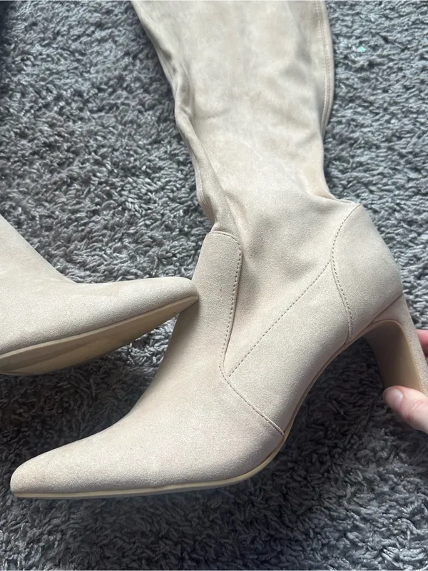 Abound Knee-High Pointed Toe Stretch Boots in Light Taupe - Image 2