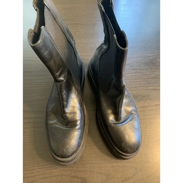 Zara Treaded Chelsea Boots Womens‎ Size 37 Black Chunky Lug Y2k Boho - Image 3