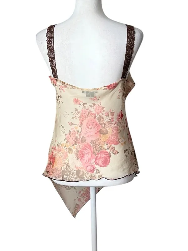 XOXO Y2K Fairy Chiffon Floral Handkerchief Top - Image 4