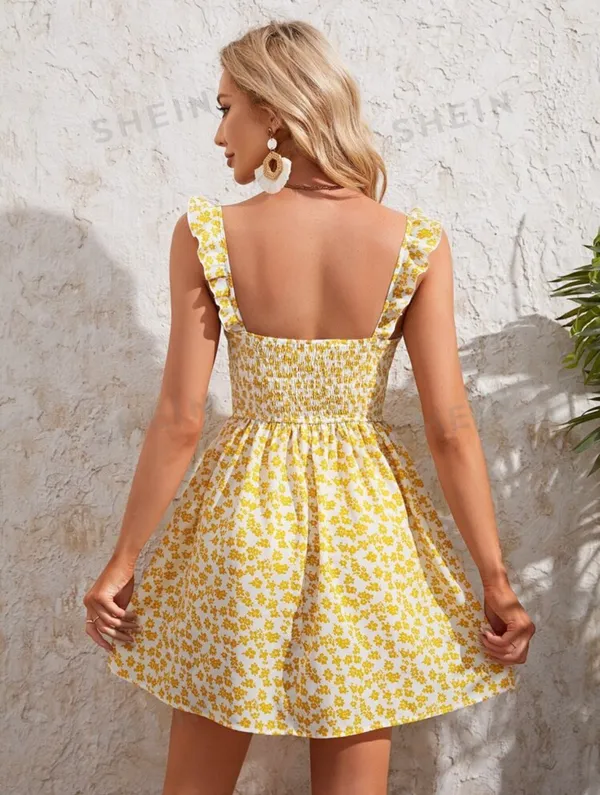 Ditsy Floral Print Shirred Cami Dress - Image 2