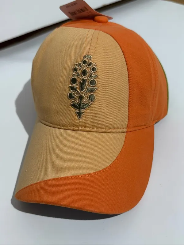 NWT FP Movement by Free People Orange and Olive Embroidered Logo Cap - Image 6