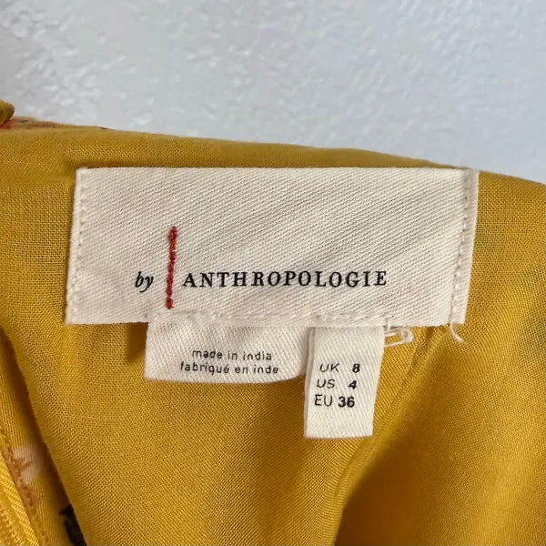 Anthropologie Londonderry Wide Leg Jumpsuit Yellow Floral Size 4 - Image 5