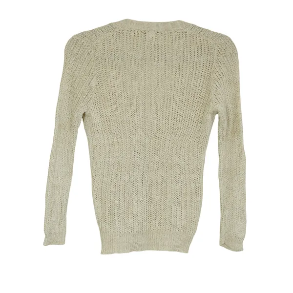 J. Crew Size Small Linen Open Knit Cardigan Sweater Oatmeal Beige V-Neck Fitted - Image 5