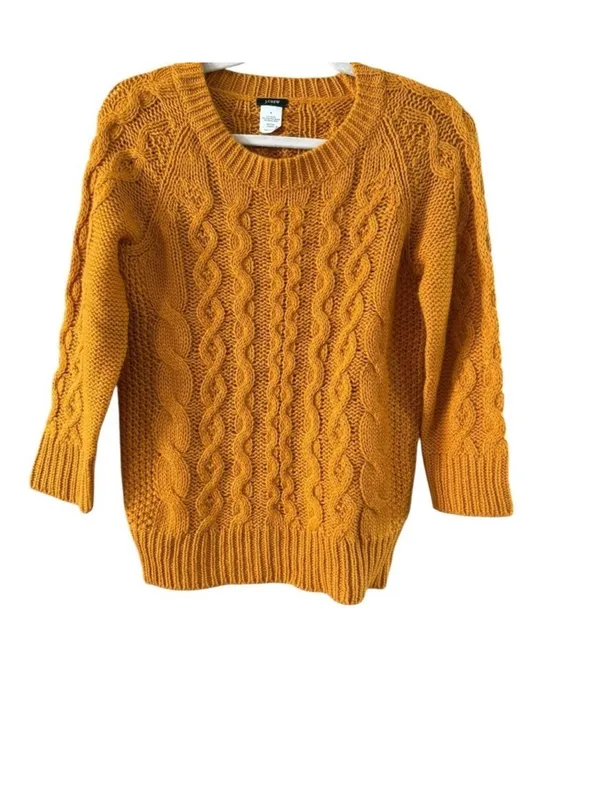 J. Crew Women's Cable Knit Crewneck Sweater — Mustard - Image 2
