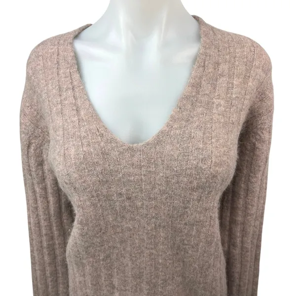 Aritzia Wilfred Free Pink Tan Alpaca Wool Scoop Neck Long Sleeve Sweater Top S - Image 3