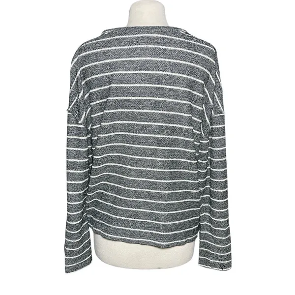 ANTHROPOLOGIE Women’s Devin Heathered Navy Striped Textured Knit Top - Image 7