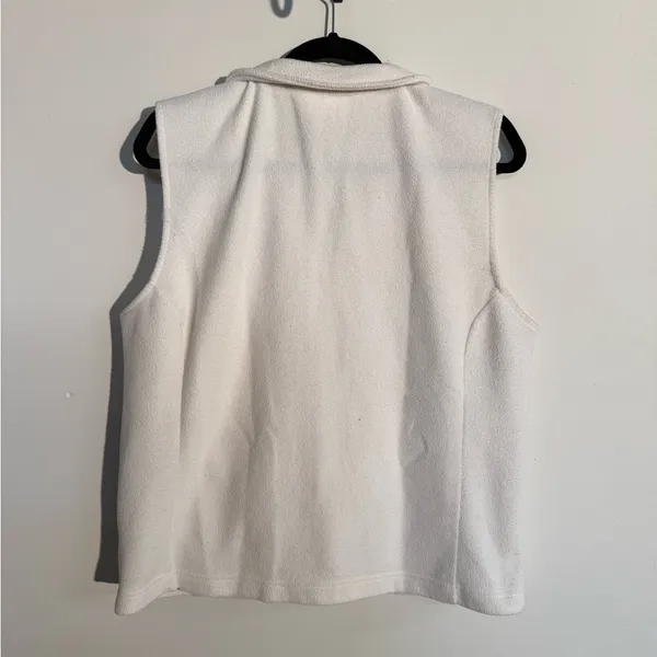 Chadwicks White Ivory Sherpa Fleece Zip-up Vest - Size Large - Image 3