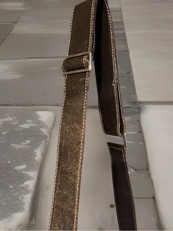 Cole Haan Suede and Leather Slim Crossbody Messenger Bag BOHO Equestrian Vintage - Image 9