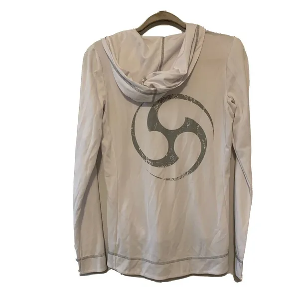 ALO Womens Size Medium White 1/4 Zip Athletic Activewear Pullover Hoodie Jacket - Image 3