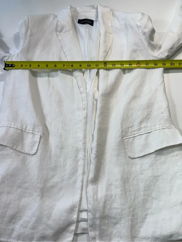 Dolce Cabo 100% Linen White Blazer Size Small Black - Image 4