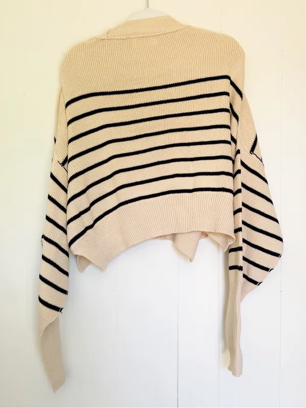 NEW CARLY JEAN LOS ANGELES CJLA Avila Cropped Sweater Green Stripe XL - Image 3