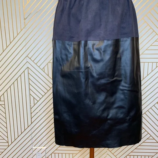 Zara Basic Black Faux Suede Leather Pencil‎ Skirt - Image 6