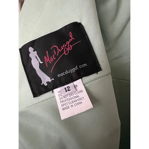 Mac‎ Duggal Pistachio Satin Ruffled Asymmetrical Gown Size 12 67815 NWT NEW Maxi - Image 7