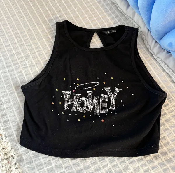 Graphic Tank Rhinestones Y2k Black Size XS - Image 2