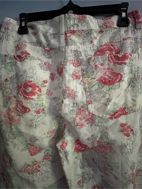 Madison Hotel Women’s Floral Wide Leg Pink Rose Print Pants MD NWT - Image 8