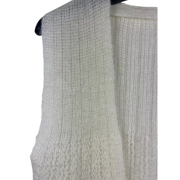 VTG Women’s Ivory Knit Open Front Sweater Vest Textured Lightweight Gradmacore S - Image 4