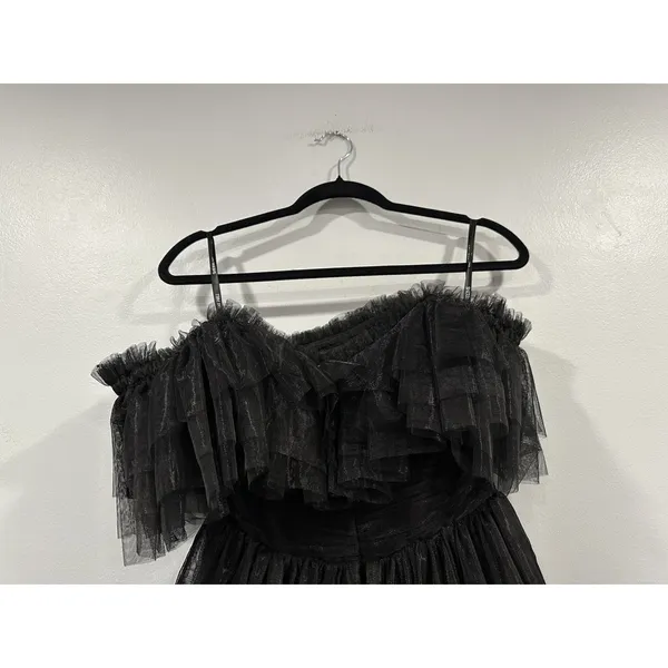 Sherri Hill 56068 Tiered Skirt Sheer Corset Dress Sz 2 Black NWOT - Image 7
