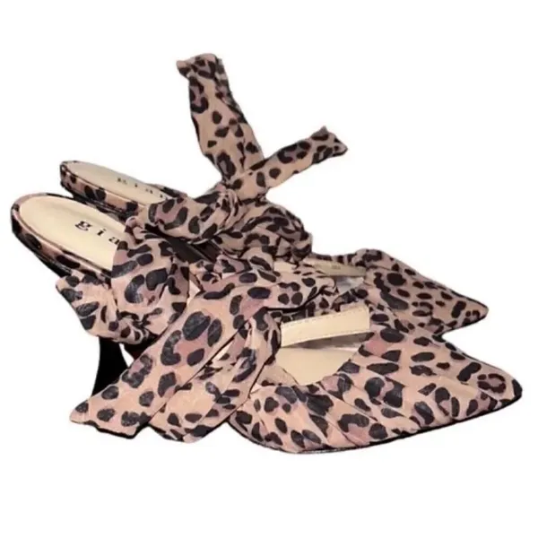 Gianni Bini Leopard Print Chiffon Lace Up Pump(Size 6M) - Image 4