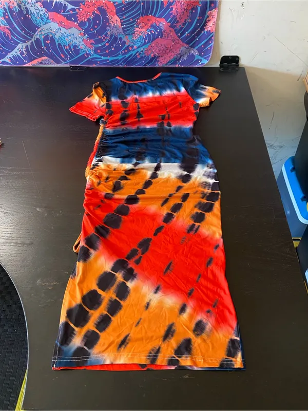 SheIn Tie-Dye Short Sleeve Maxi Dress - Multicolor - Image 6