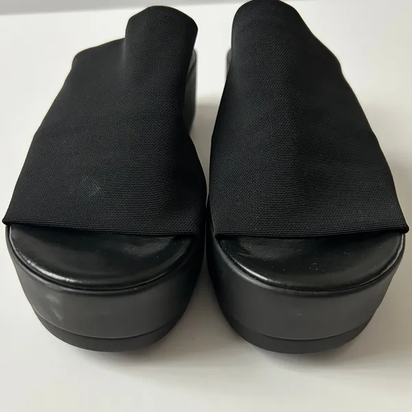 Steve Madden Slinky Platform Sandals Fabric Black 7 Made in Italy Y2K Retro - Image 3
