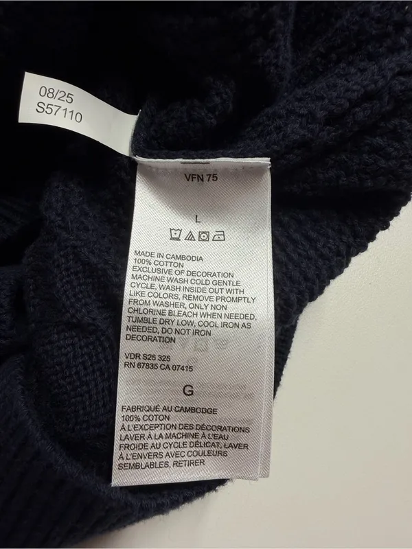 NWT Nautica sweater grandpa fisherman 100% cotton cable knit blue large preppy - Image 8
