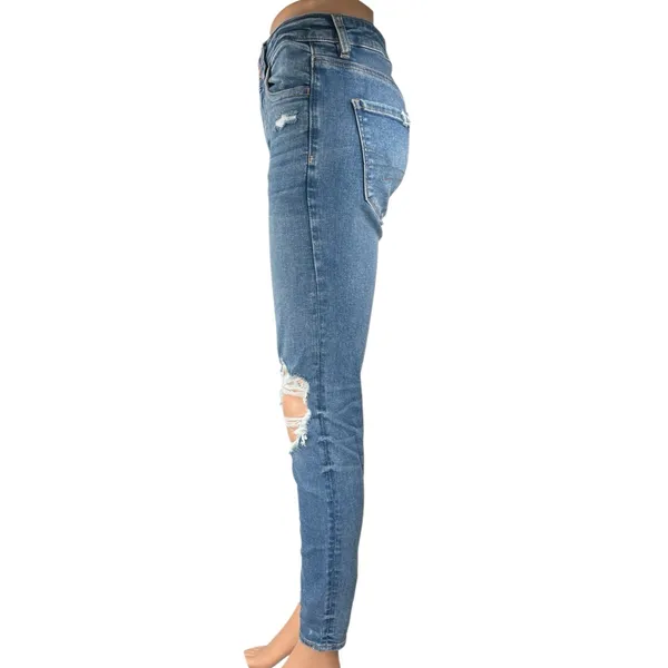 American Eagle Next Level Stretch Women's Blue Distressed Skinny Denim Jeans 4 - Image 2