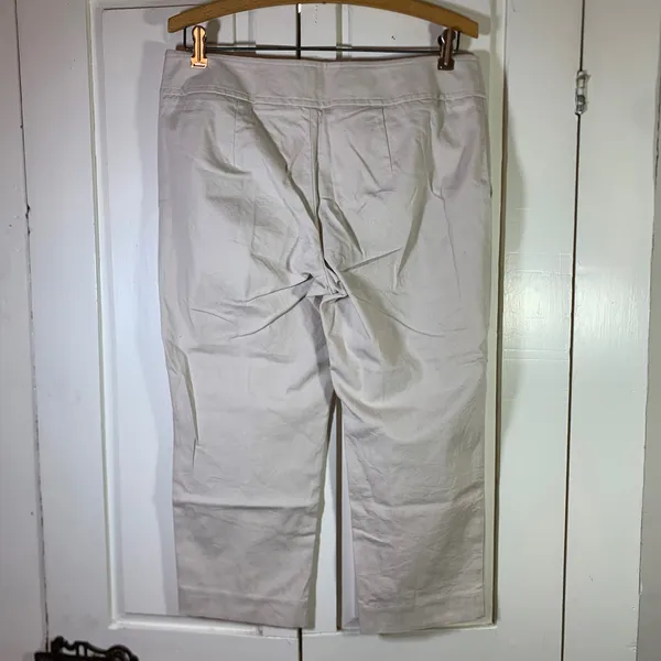 Talbots Modern Fit Cropped Pants 8P‎ Cream Ivory Cotton Stretch Petite Trousers - Image 2