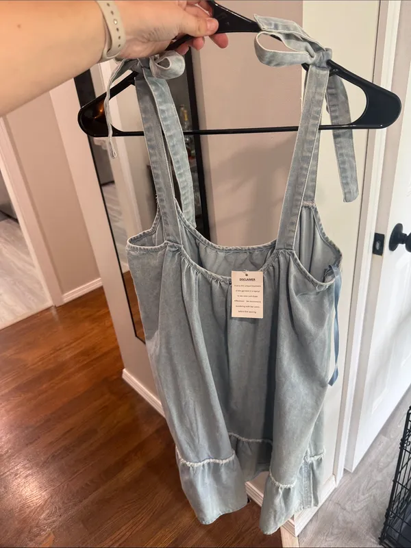 Dry Goods Light Blue Tie-Shoulder Mini Dress - Image 2