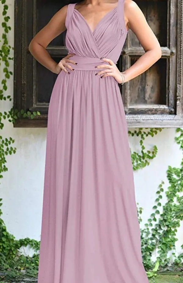 Long Sleeveless Flowy Bridesmaid Cocktail Evening Purple Size M - Image 8