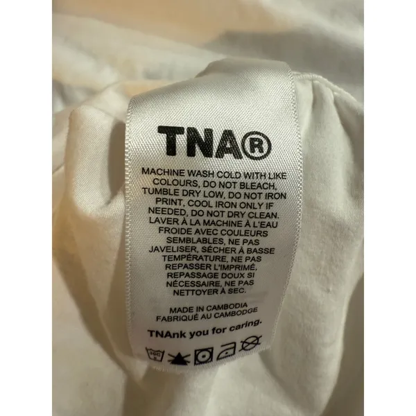 Tna Womens White Ruched Side Short Sleeve Tee‎ Shirt Size L - Image 8
