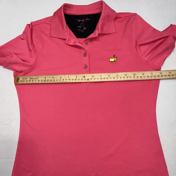 Magnolia Lane Tech Masters‎ Solid Pink Preppy Designer Athletic Polo Golf Shirt - Image 9