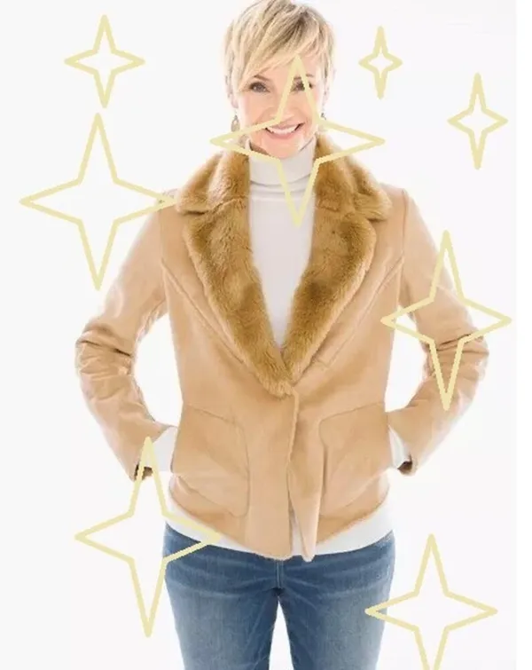 Chico’s | S | Shearling Jacket Faux Suede Faux Fur Camel Coat Moto Women's 4 - Image 2