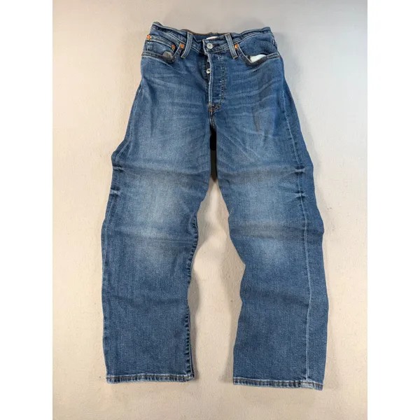 Levis Ribcage Straight Ankle Jeans Blue High Rise Button Fly Denim VTH - Image 9