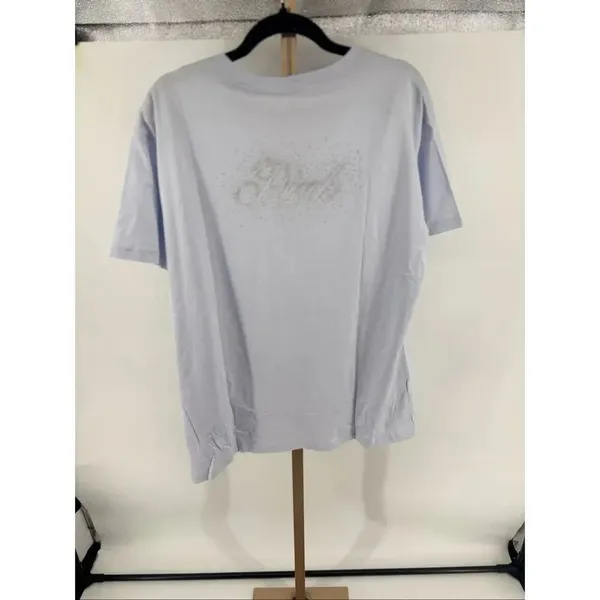 Victoria’s Secret PINK Campus T Shirt M Blue Short Sleeve Glitter Logo Top - Image 7