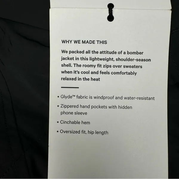 Lululemon Lightweight Bomber Jacket Cinch Hem Black Size XL NWT - Image 14