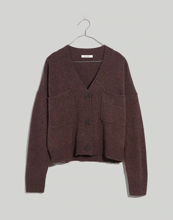 Madewell Upton Cardigan Sweater in Heather Molasses - Image 4