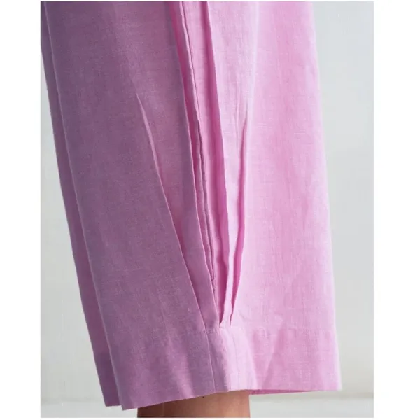 Nicobar Women's Size XS‎ Serene Pant Lilac Purple Wide Leg Gathered 100% Cotton - Image 4