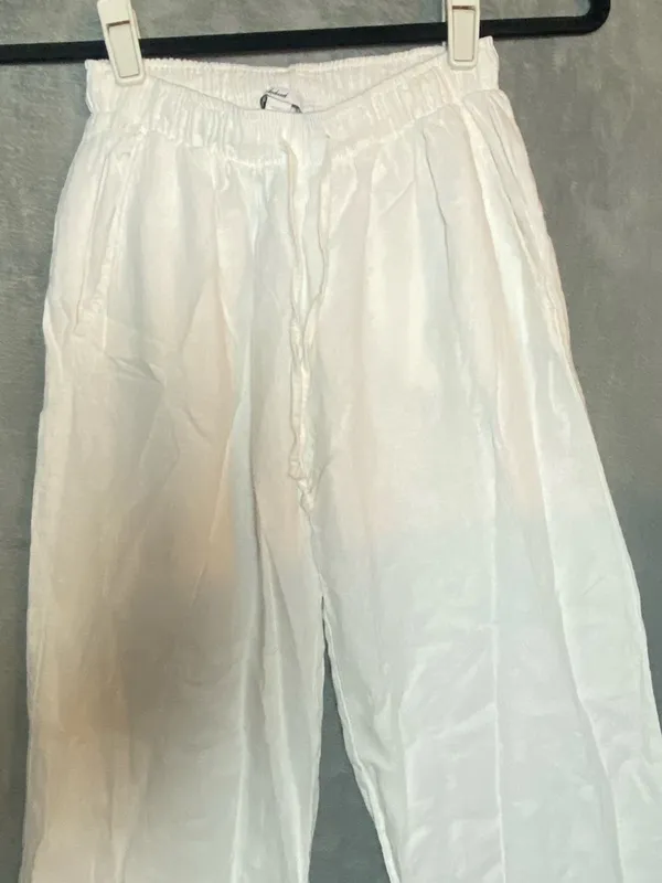 White Made in Italy Coastal Breathable quiet luxury White Pants Boho‎ Small - Image 4
