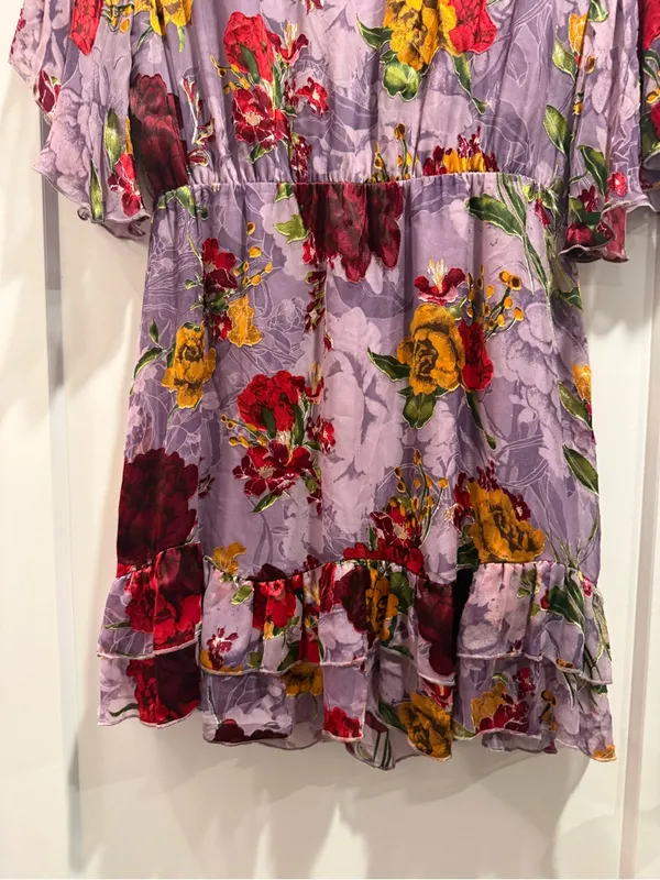 Alice‎ + Olivia Katrina Silk Blend Dress In Water Lotus Lavander Size S/M - Image 6