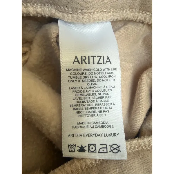 Aritzia Sweatfleece Cozy Fleece Boyfriend Wide Leg Sweatpants Beige L - Image 9