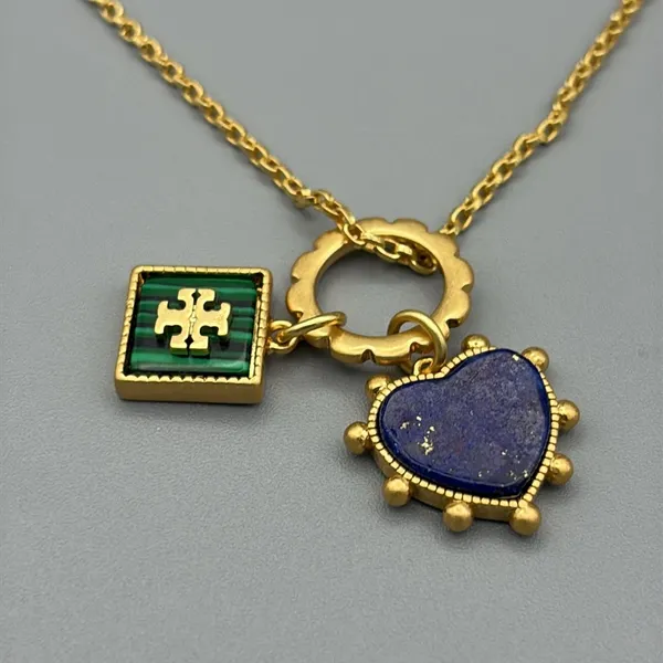 Tory Burch Heart and Square Charm Necklace & Earrings in Semiprecious Stone - Image 3
