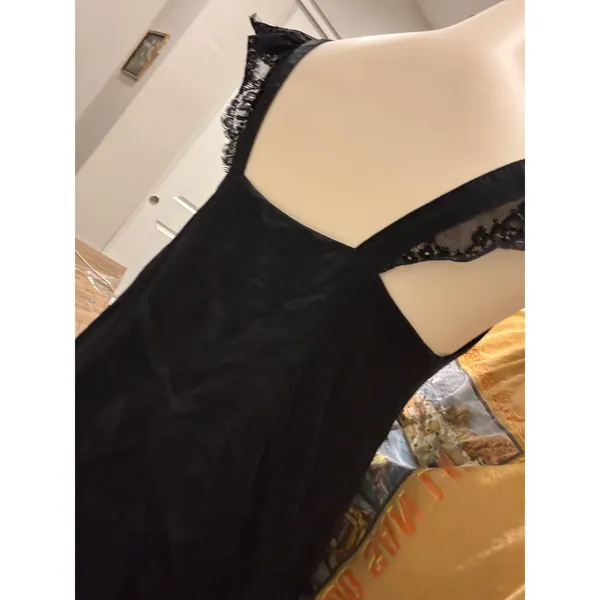 boho Silk Lace Tank Top Black Button Front Flutter Sleeve Camisole Small cami - Image 2