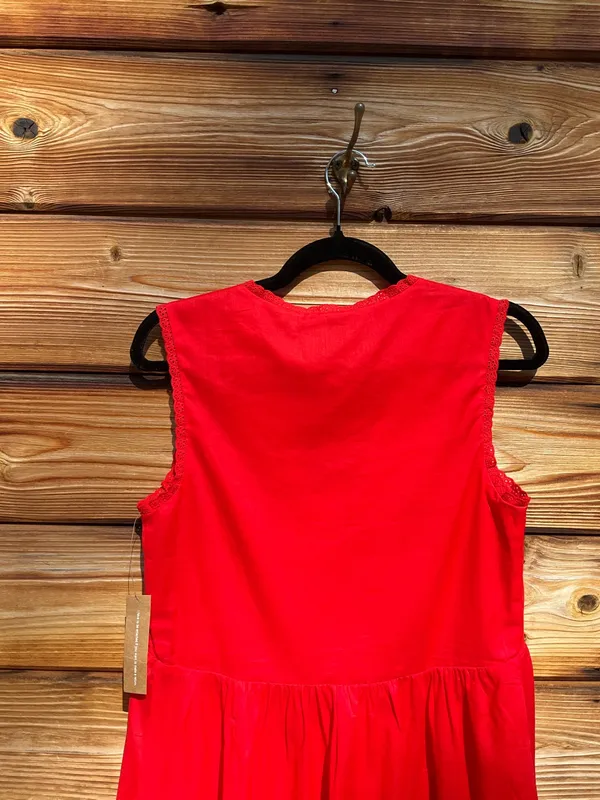 Kourt Red Size S Tatiana Cotton V Neck Mini Dress Few Moda - Image 10