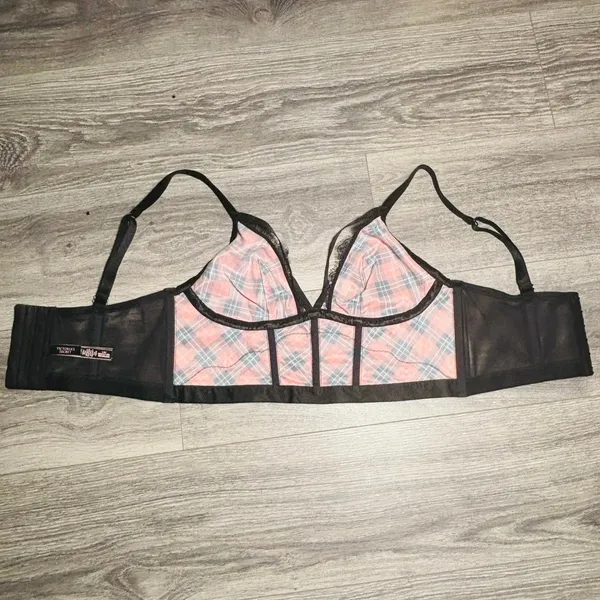 Victoria's Secret Longline Plaid Lace‎ Bustier Crop Large - Image 10