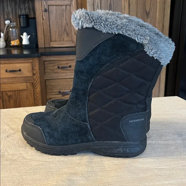 COLUMBIA Ice Maiden II‎ Slip Boot Suede Waterproof Winter Snow Black women’s 6 - Image 3